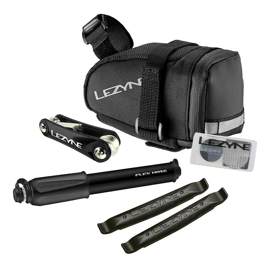 Sac de selle M Noir avec outils, Pompe 90psi - Lezyne