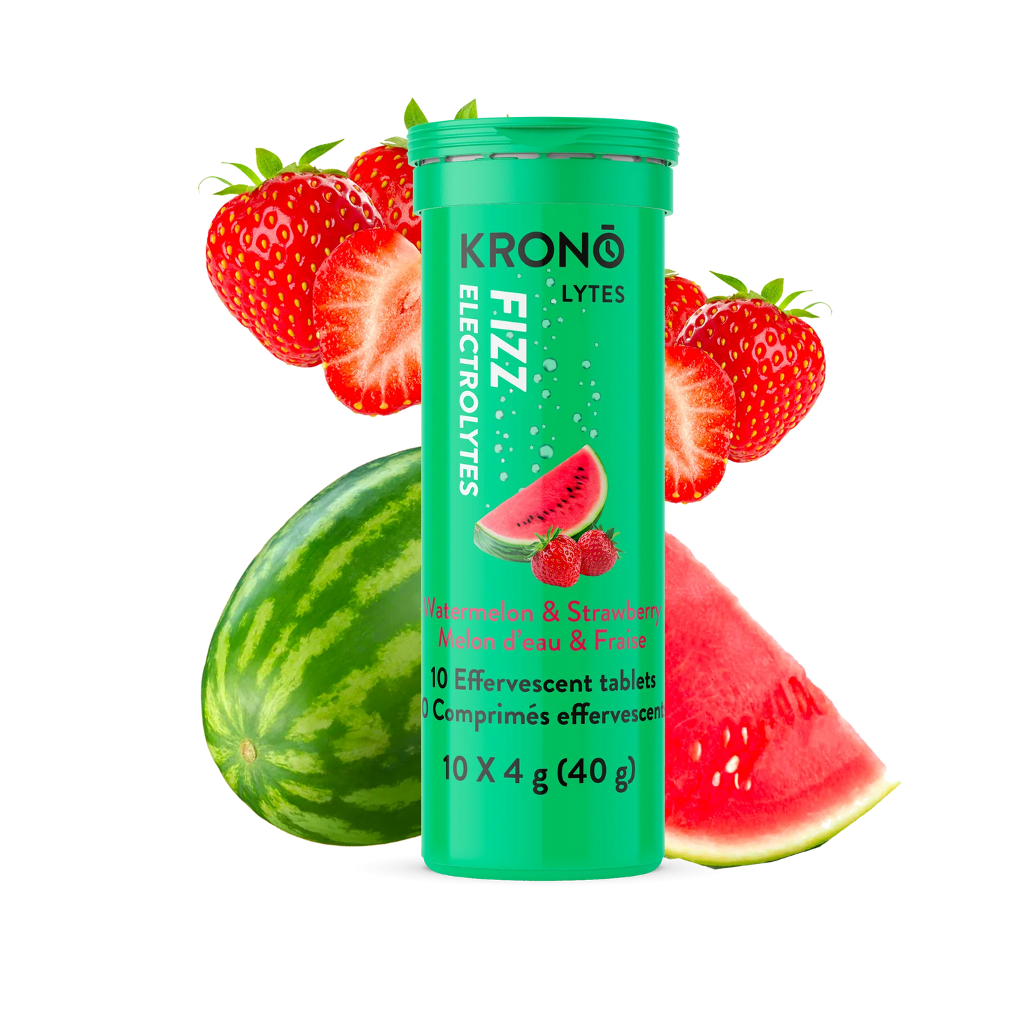 Tablettes effervescentes électrolytes (10)  Melon d’eau & Fraise - Krono Nutrition