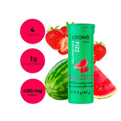 Tablettes effervescentes électrolytes (10)  Melon d’eau & Fraise - Krono Nutrition